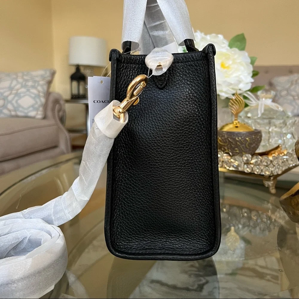 Coach Dempsey Tote 22 With Coach Patch Crossbody Handbag Bag Black - Picture 7 of 12